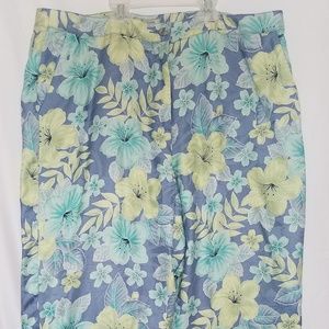 Tommy Bahama 100% Silk Tropical Print Capris
